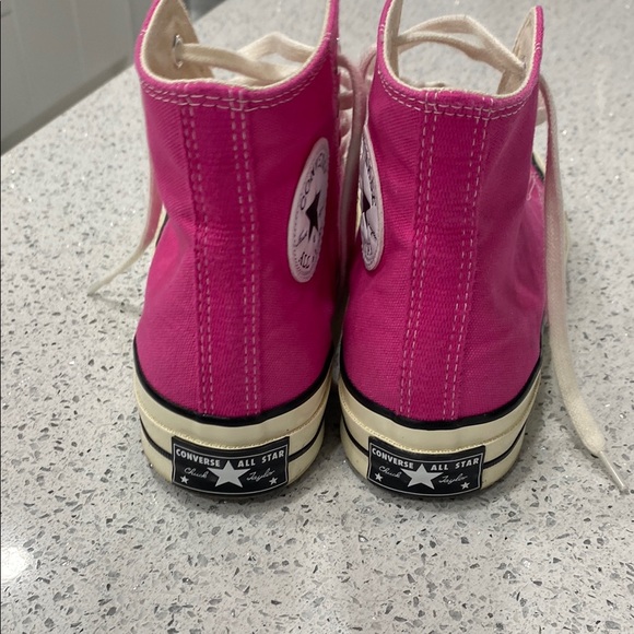Women’s Converse Pink and Off White shiny High-Top Sneakers - Picture 3 of 9